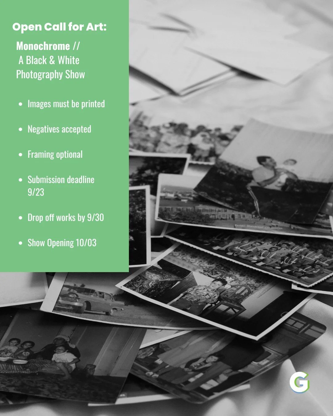 Last Call for Submissions! 📸

Tomorrow is the deadline, folks. 

Submit your black and white photos to the link in our bio to be featured in our October First Friday show next week! 

Our DMs are open with any questions. 
We can't wait to see your w