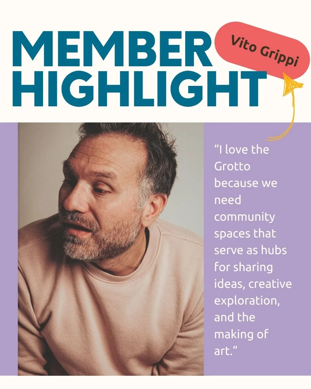MEMBER SPOTLIGHT 💡✨
Meet Vito! He's a photographer, professor, and a multi-hyphenate artist. Plus, he's one of the founders and masterminds behind our (upcoming!) darkroom. 
You can find Vito hanging around our photo studio, at one of our art even