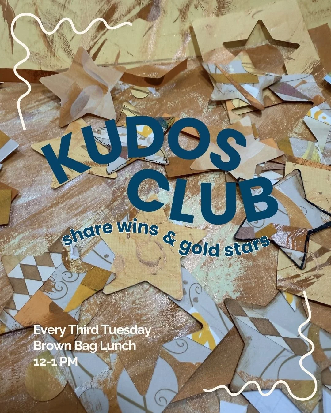 Tomorrow! 🌟

Join us for Kudos Club: a space to celebrate your small wins with encouraging folks from the neighborhood. Make new friends &amp; gold stars. Receive the support you deserve! 

🌟If you're looking for an empowering hang with the coolest