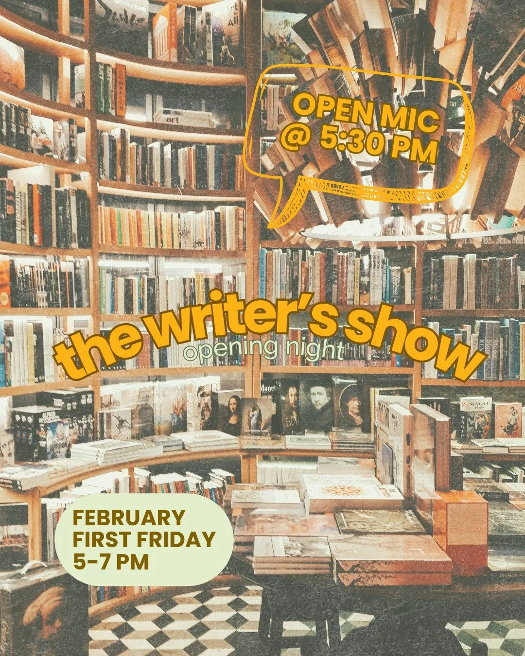 This Friday! 📝 You're invited to the opening of the Writer's Show.

The work in the writer's show blurs the lines between what is said and what is meant. Read pieces exploring illusion, honesty, half truths, or whatever lives in between in all forms