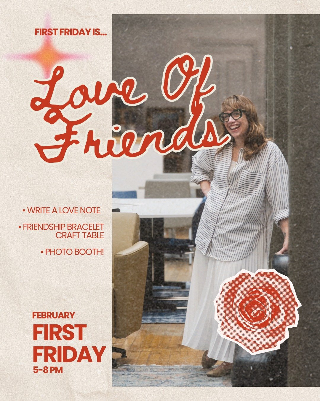 Tomorrow is February's First Friday ✨🌹
&amp; we have lots happening at The Grotto. 

First things first, The Writer's Show opening! 
We'll have writing of all forms displayed on the first floor, along with a coffeehouse reading at 5:30. 

For our of