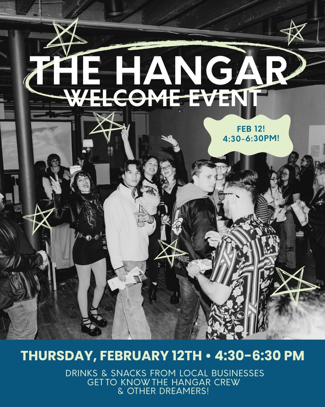The Hangar is throwing a little party! 🛫

Get to know the team that makes the magic happen on the first floor of The Grotto. 

On February 12th from 4:30 - 6:30 join JJ Sheffer, Delia Pabon, plus all your friends &amp; neighbors for a welcome event.