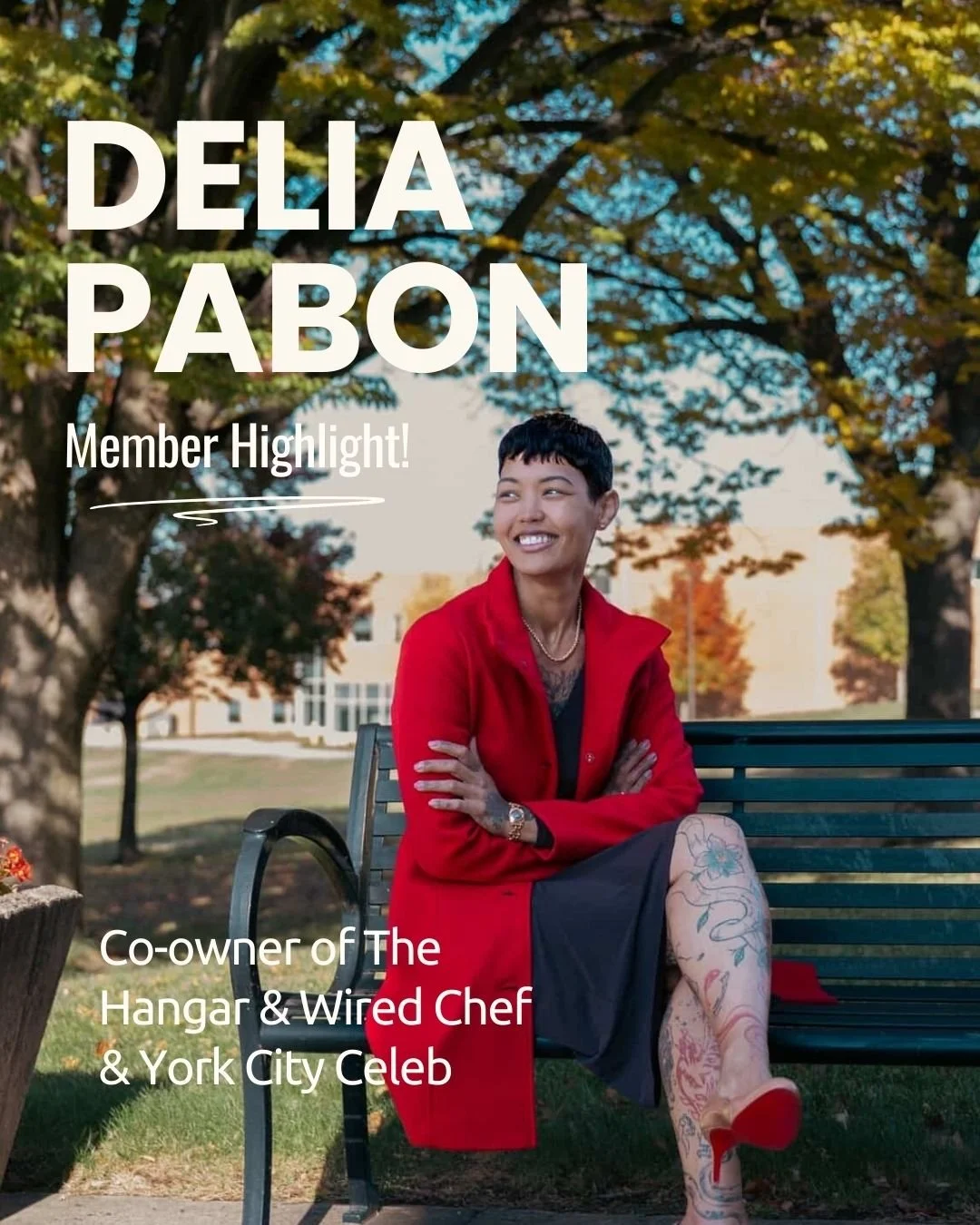 MEMBER SPOTLIGHT 💡

If you've been at a festival downtown, ate a delicious dumpling from Wired Chef, or attended a unique event at The Hangar, you probably know Delia. She has a passion for community building, and she is always up to something that 