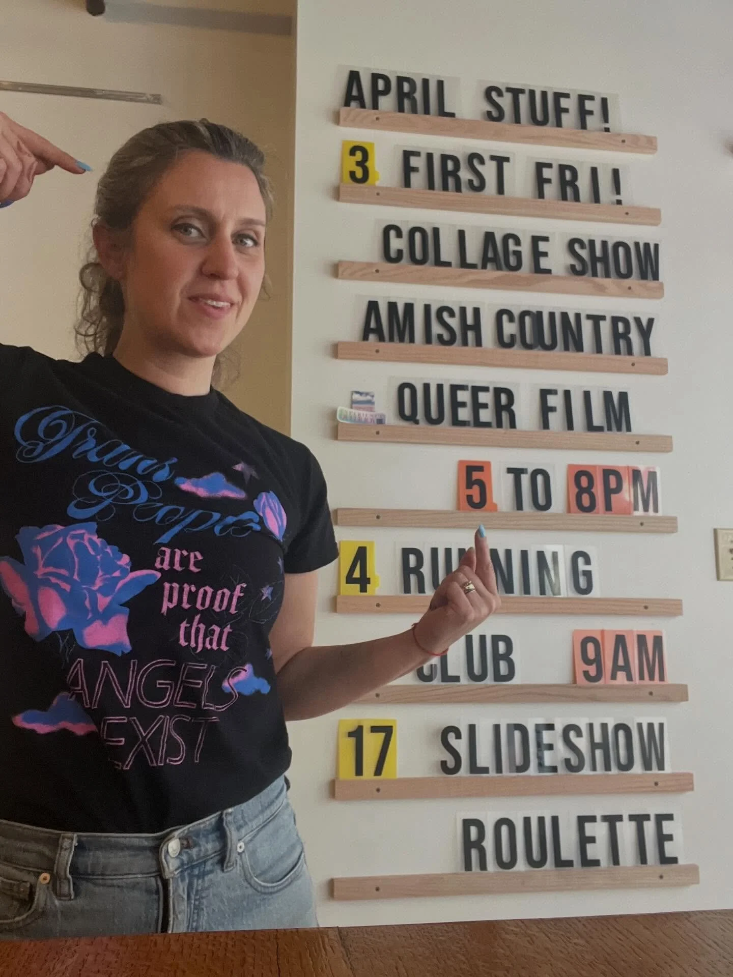 Your friendly Interim Executive Director here. Inviting you to First Friday at The Grotto. So excited for this art show, the @amishcountryqueer screening (7pm start), the @tullequeer show, and everything else we have planned. Come out! Starting at 5p