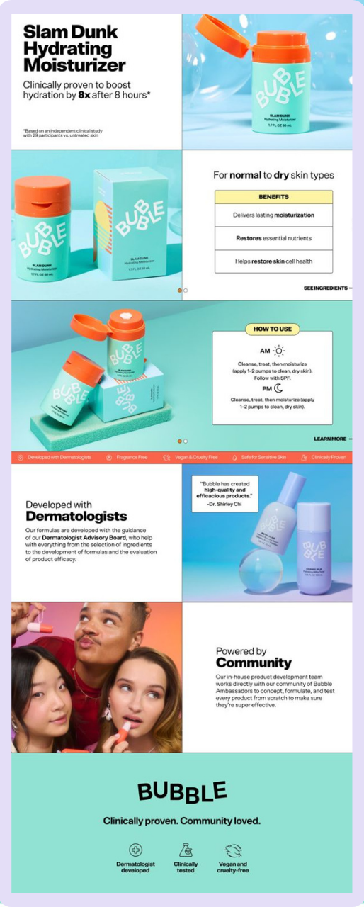 Bubble coming in number eight in the top Amazon A+ content in beauty
