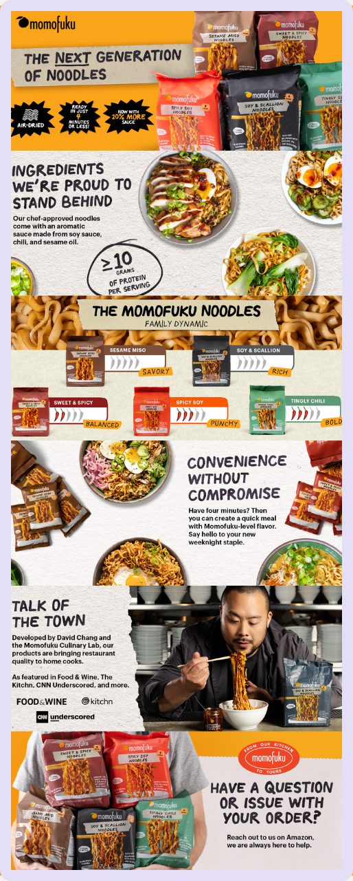 Momofuku coming in number eight in the top Amazon A+ content in food and snacks category