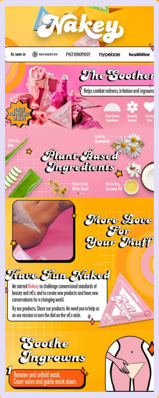 Nakey Vulva care sheet mask coming at number ten in the best Amazon A+ content in beauty