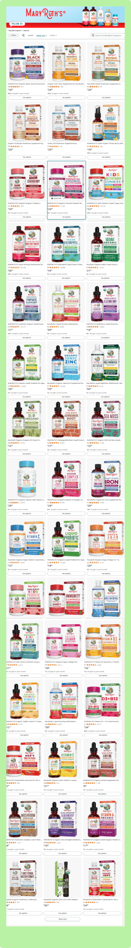 MaryRuth's coming at number ten in the best Amazon storefront in supplement