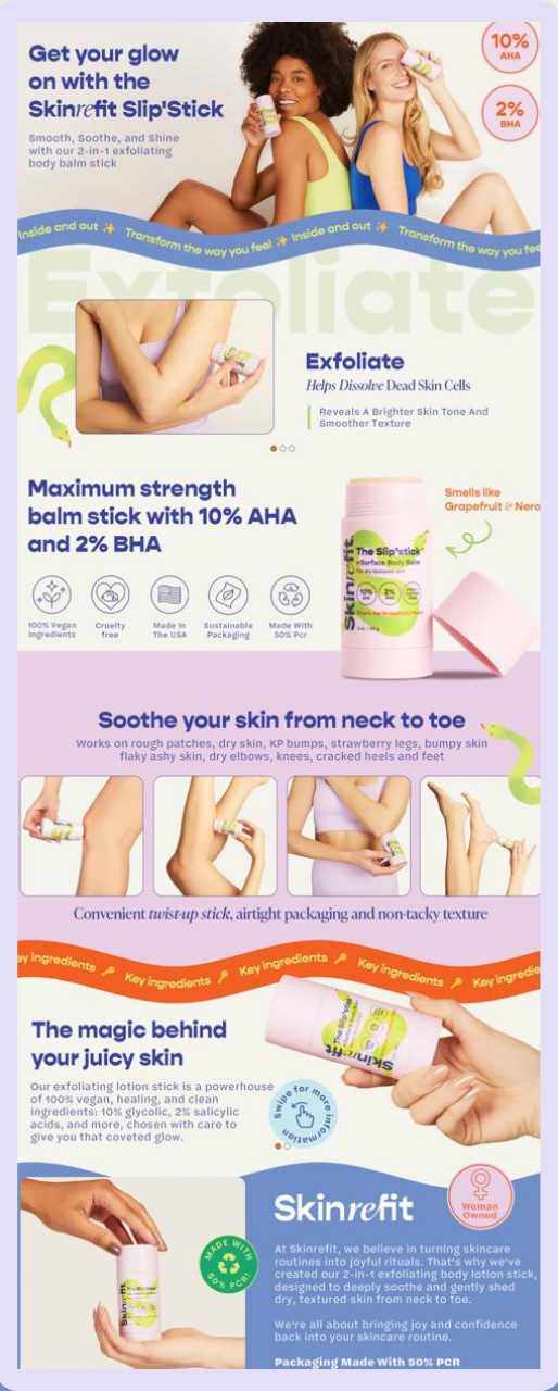 Skinrefit is Number 6 on the 10 best Amazon A+ content in the beauty category