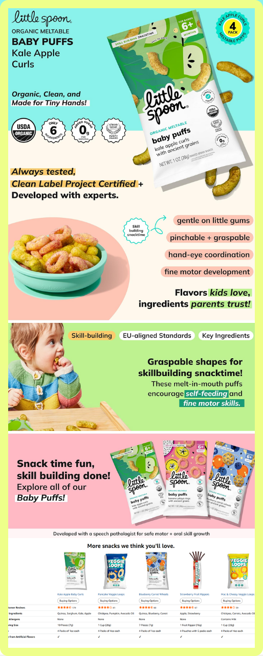 a snippet of Little Spoon, another snacks brand with the best Amazon A Plus content in the food and snack category