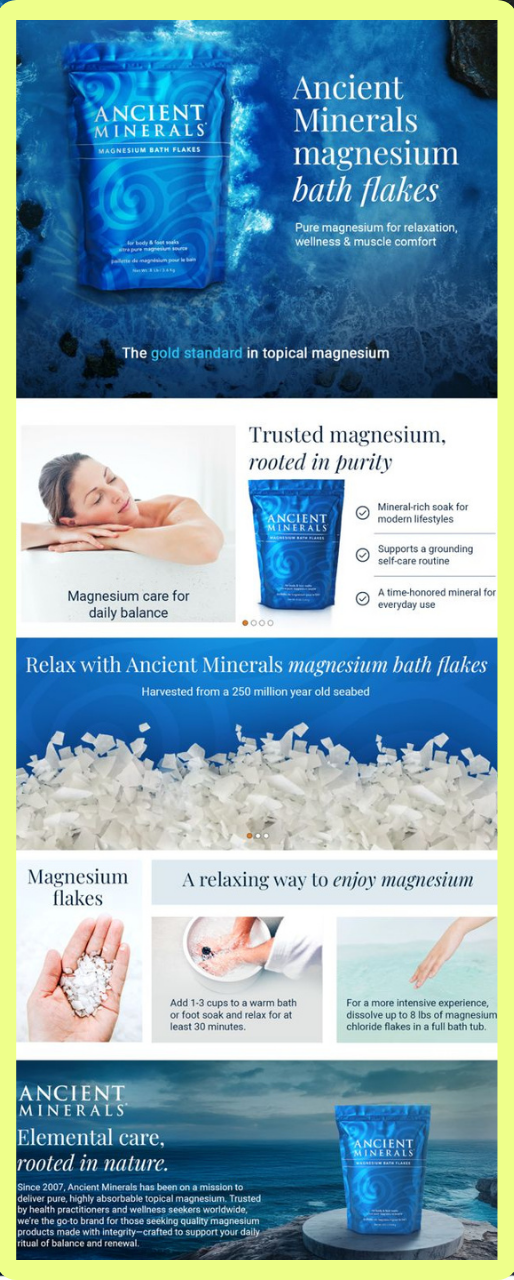 snippet of number nine on the list of best Amazon A+ content in the beauty space - Ancient Minerals