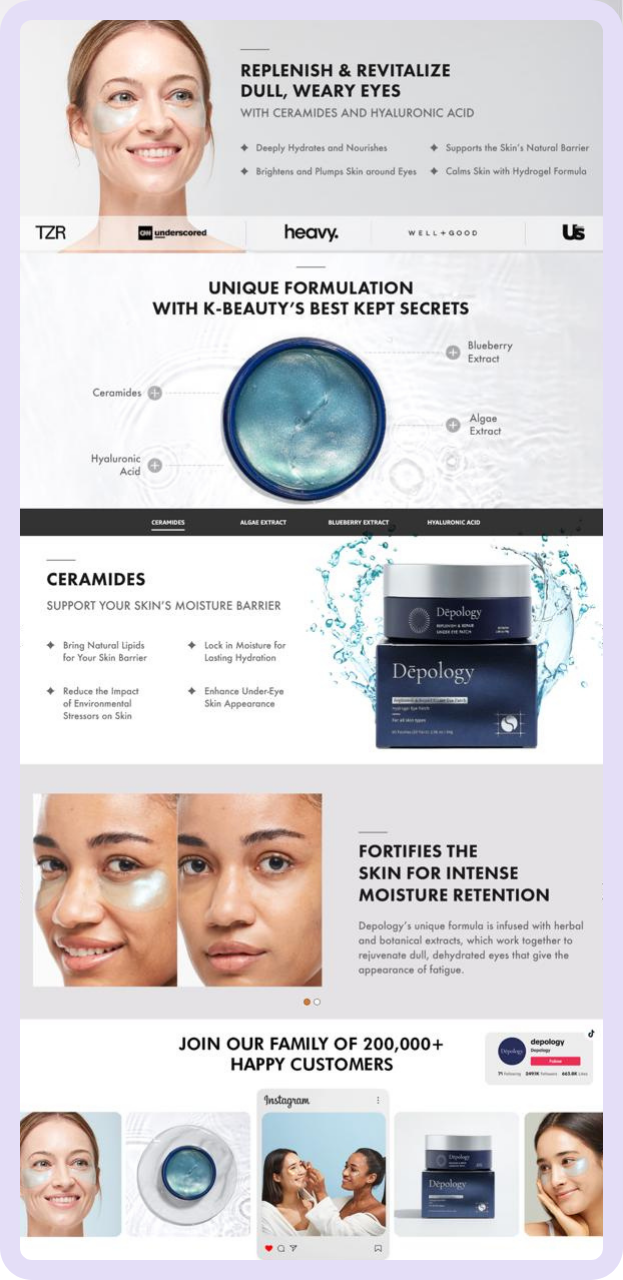 a snippet of Depology Amazon A+ content, another beauty brand with the best Amazon A+ content in the beauty category