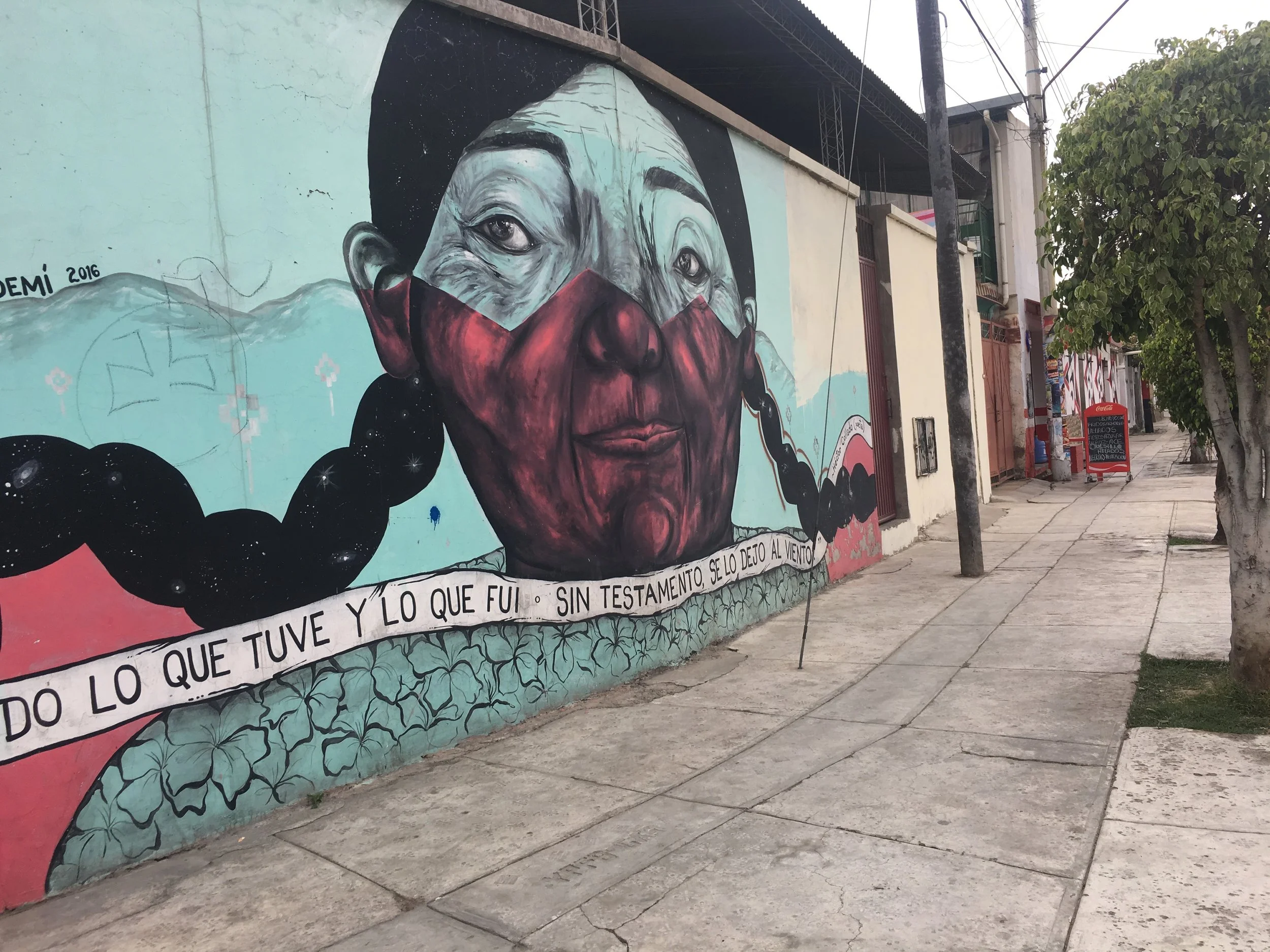 The wall outside of Tukuy Pacha – which is right through the red gate.