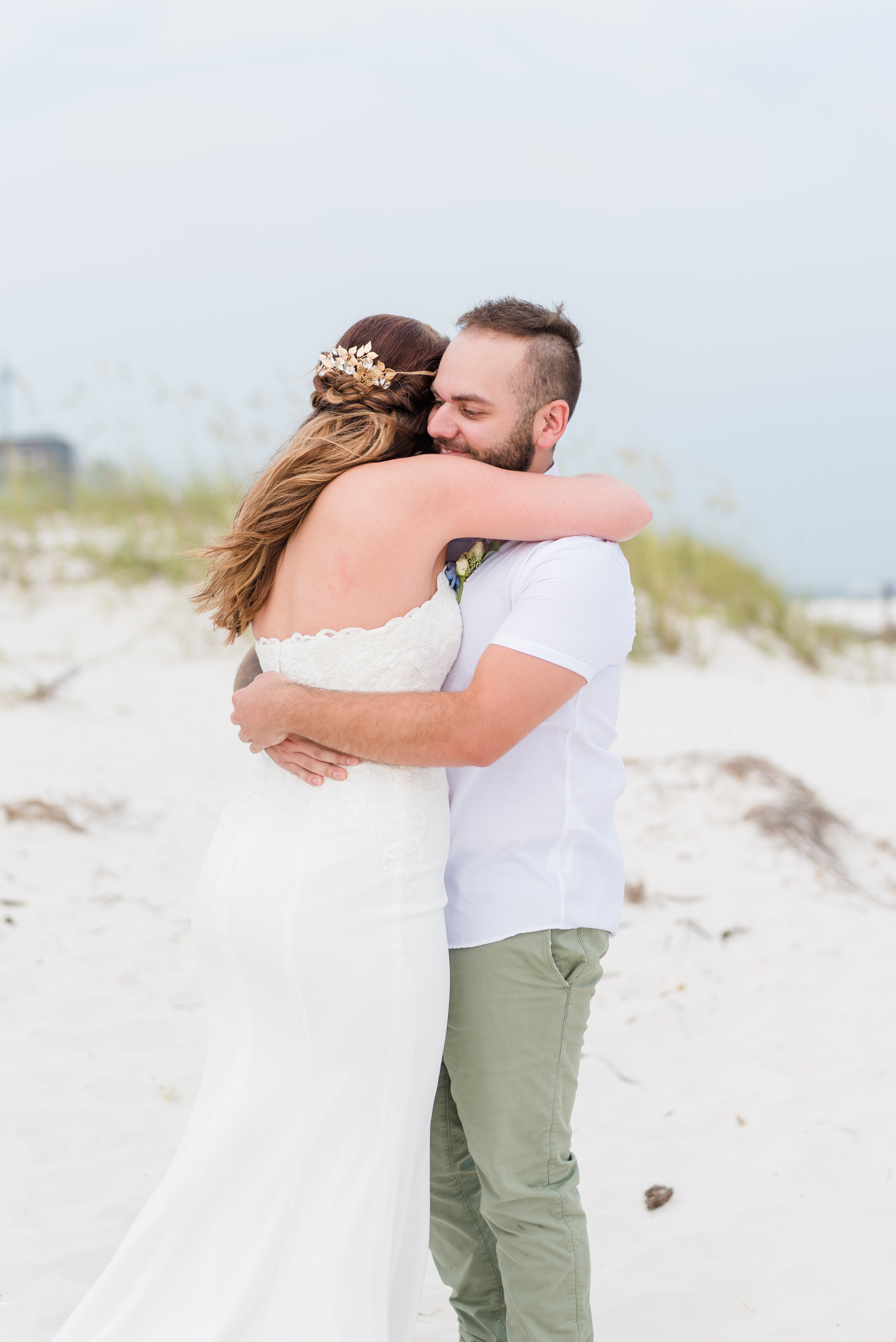 July Orange Beach Wedding Bride and Groom First Look Photographed by Kristen Marcus Photography