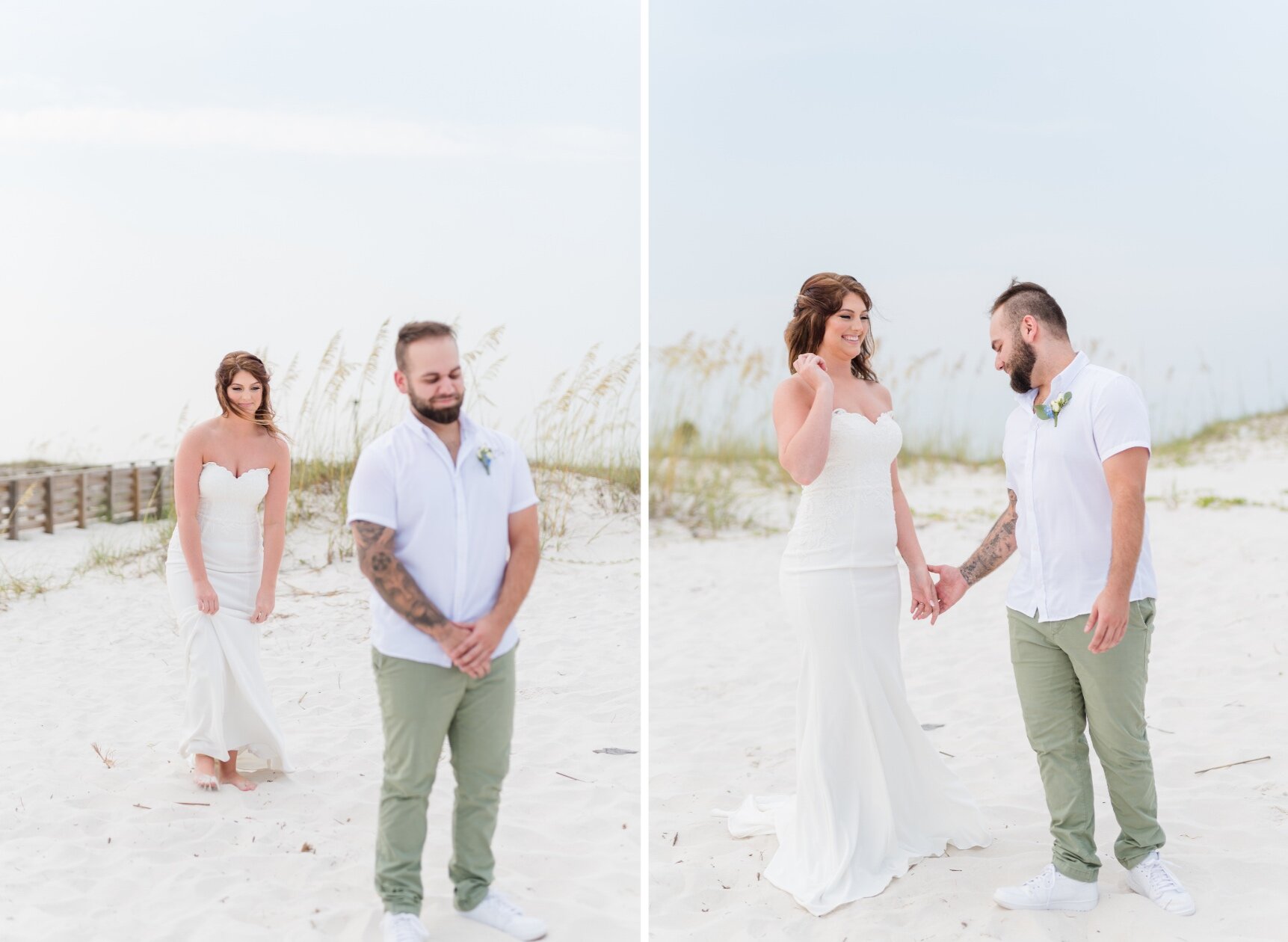 July Orange Beach Wedding Bride and Groom First Look Photographed by Kristen Marcus Photography
