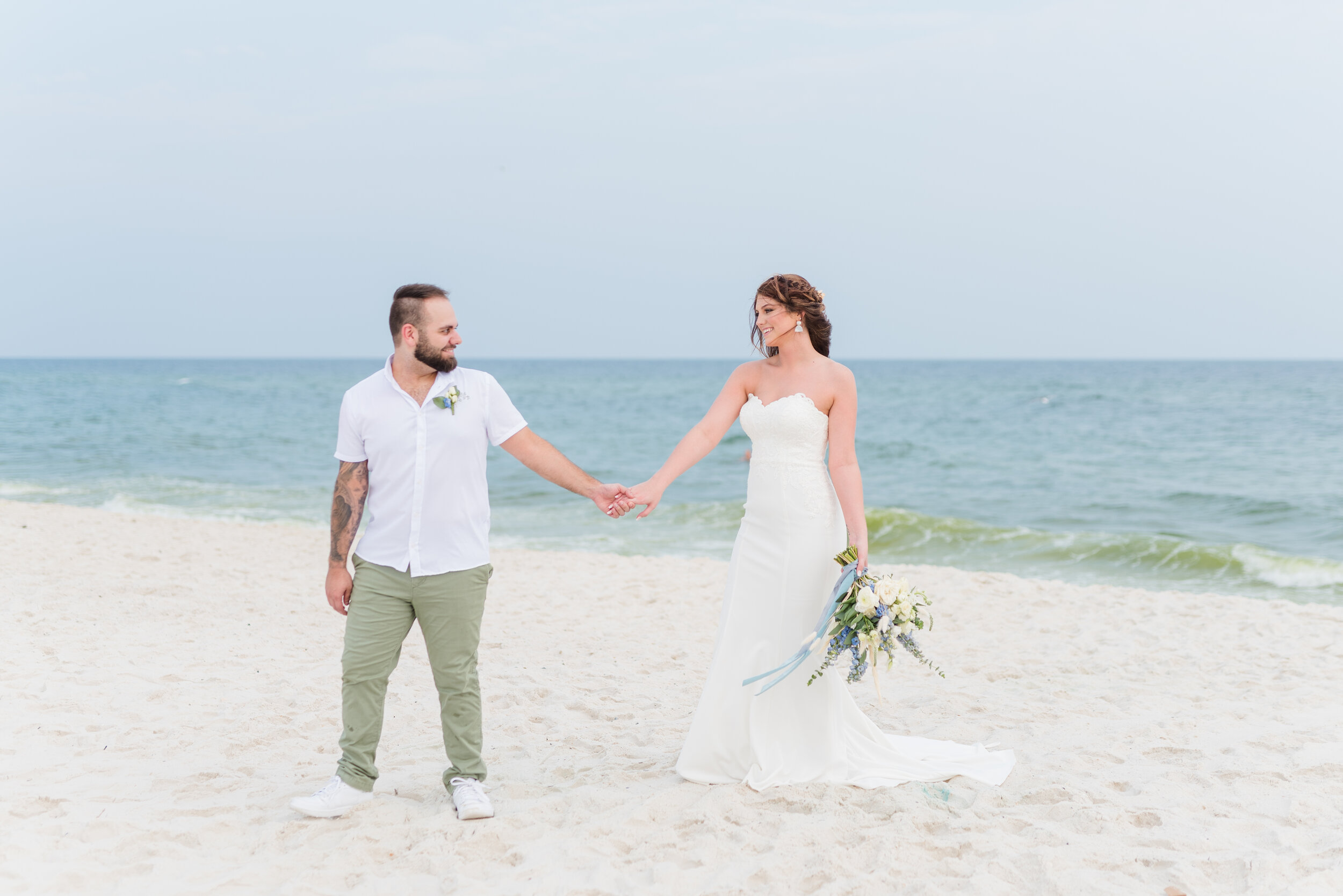 July Orange Beach Wedding Bride and Groom Couples Portraits Photographed by Kristen Marcus Photography