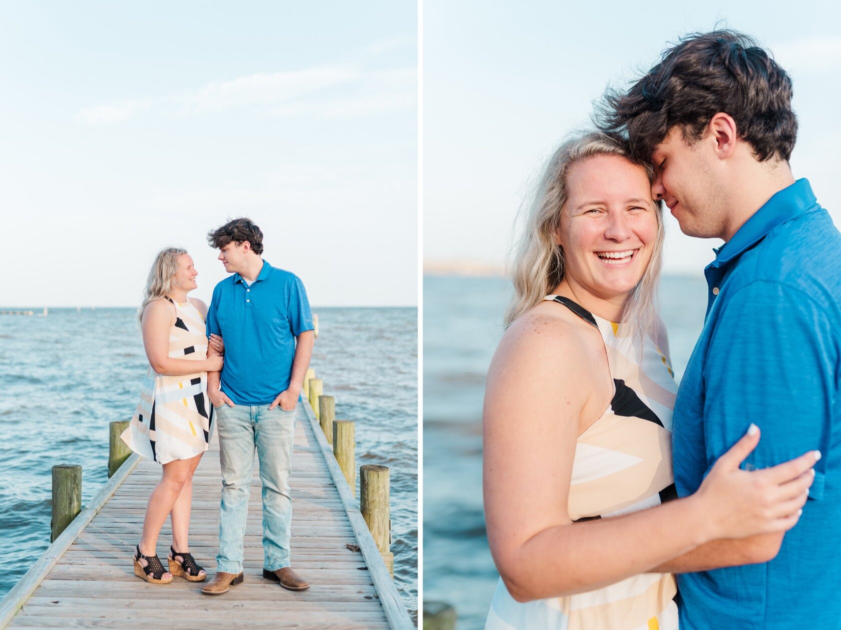 Sunrise Engagement Portrait Session at the Fairhope Pier in August Photographed by Kristen Marcus Photography