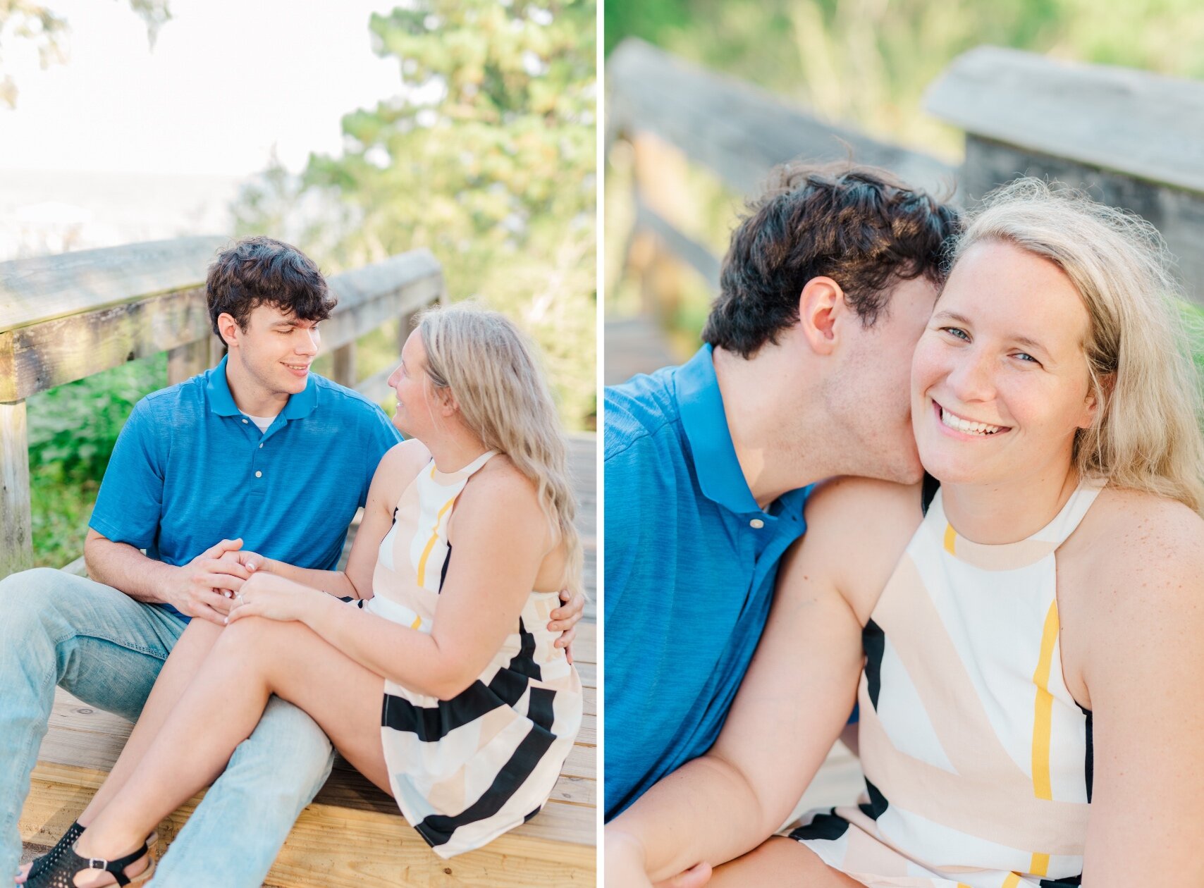 Sunrise Engagement Portrait Session at the Fairhope Pier in August Photographed by Kristen Marcus Photography