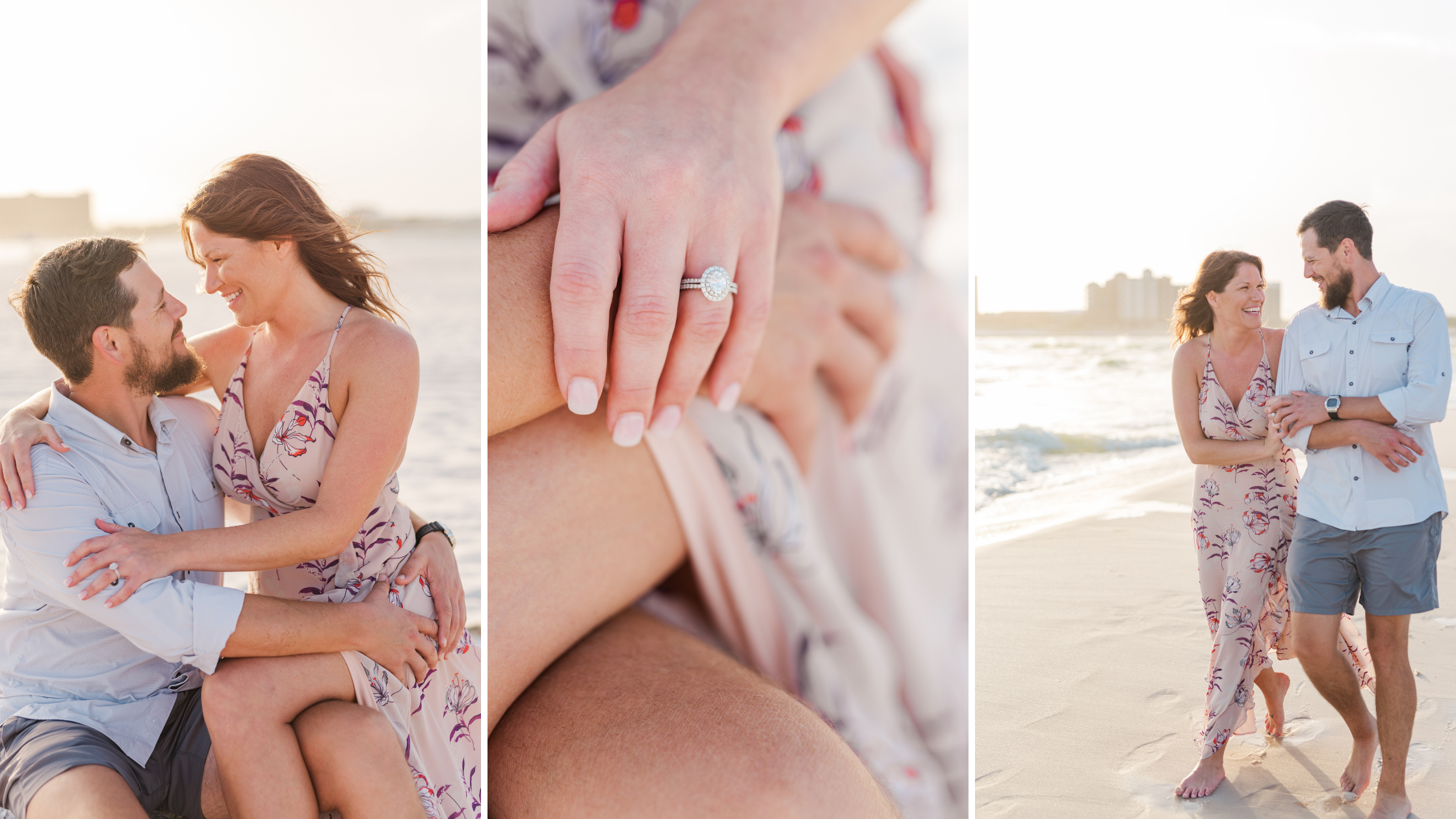 Orange Beach Engagement Portrait Session in Summer During Golden Hour Photographed by Kristen Marcus Photography