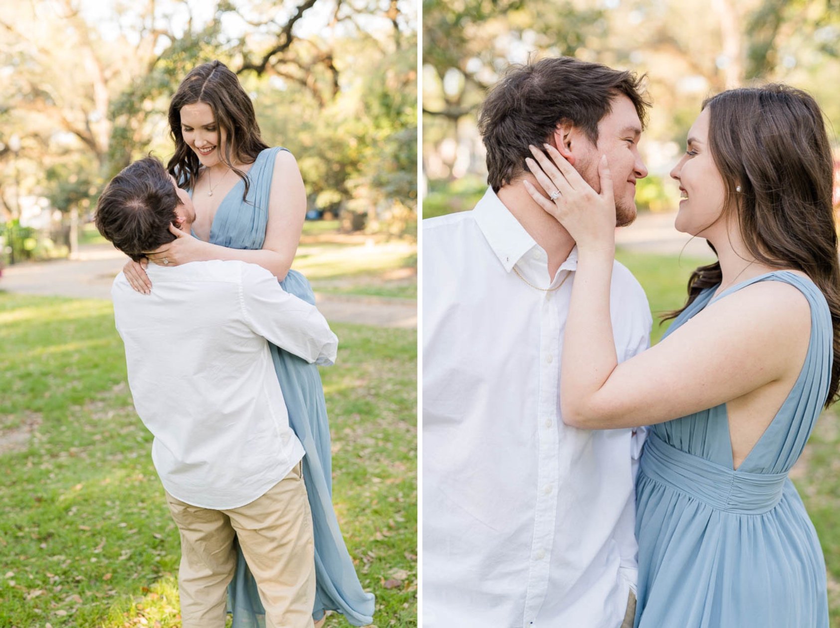 Washington Square Park Engagement Session Photoshoot in Spring in Midtown Mobile, Alabama Photographed by Kristen Marcus Photography 