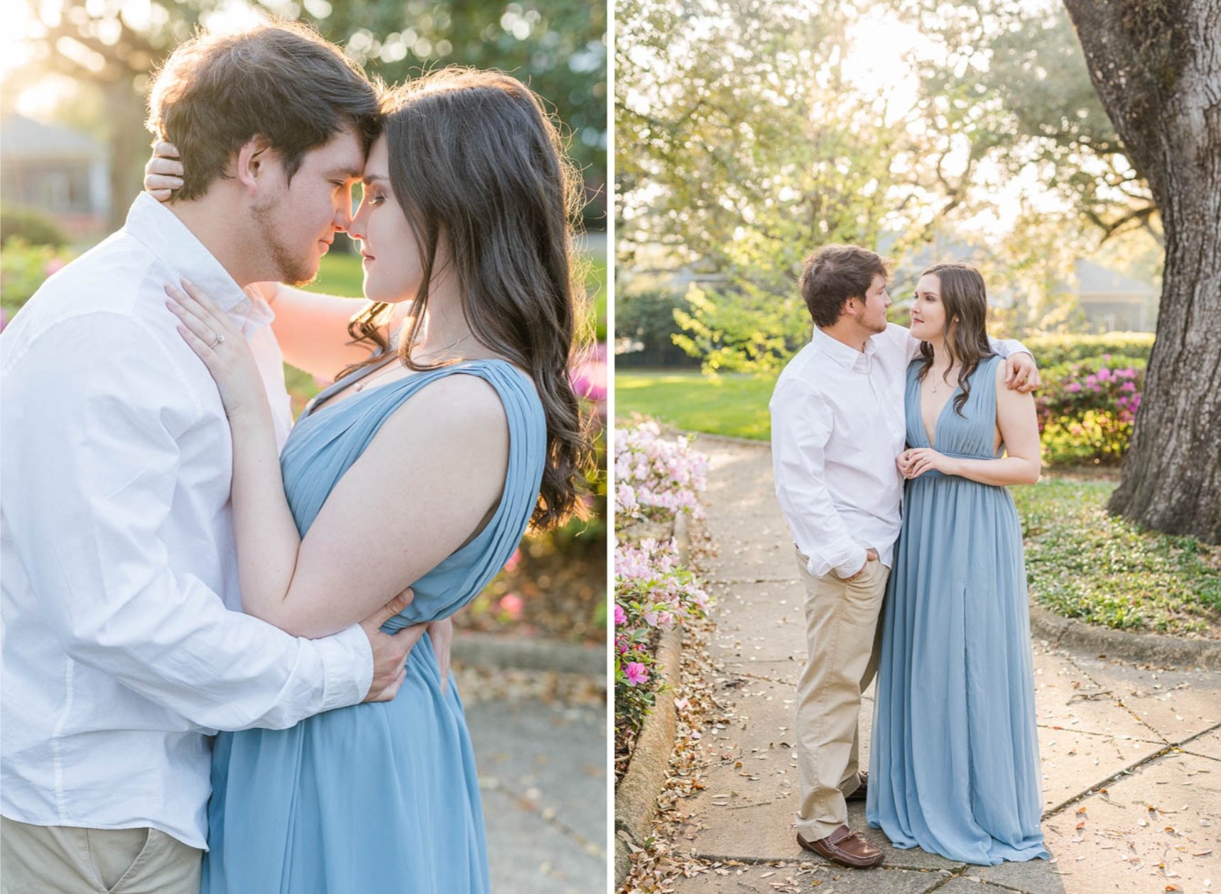 Washington Square Park Engagement Session Photoshoot in Spring in Midtown Mobile, Alabama Photographed by Kristen Marcus Photography 