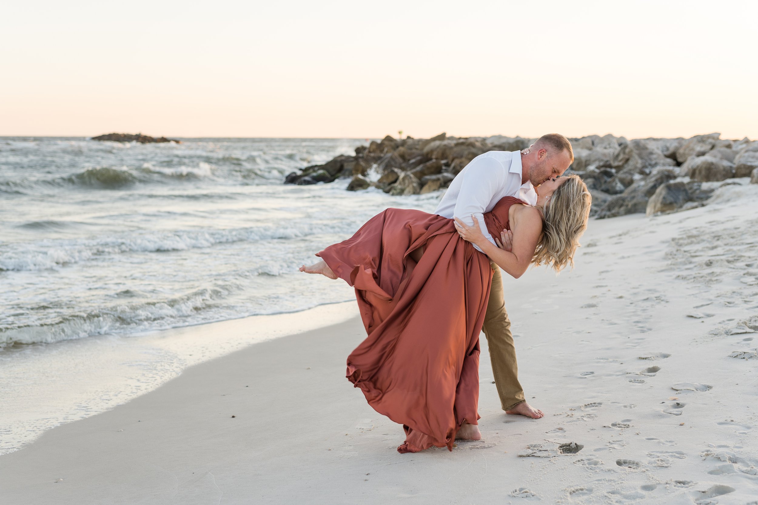 Orange Beach Alabama (The Pass Beach) Engagement Photoshoot Session Photographed by Kristen Marcus Photography during golden hour