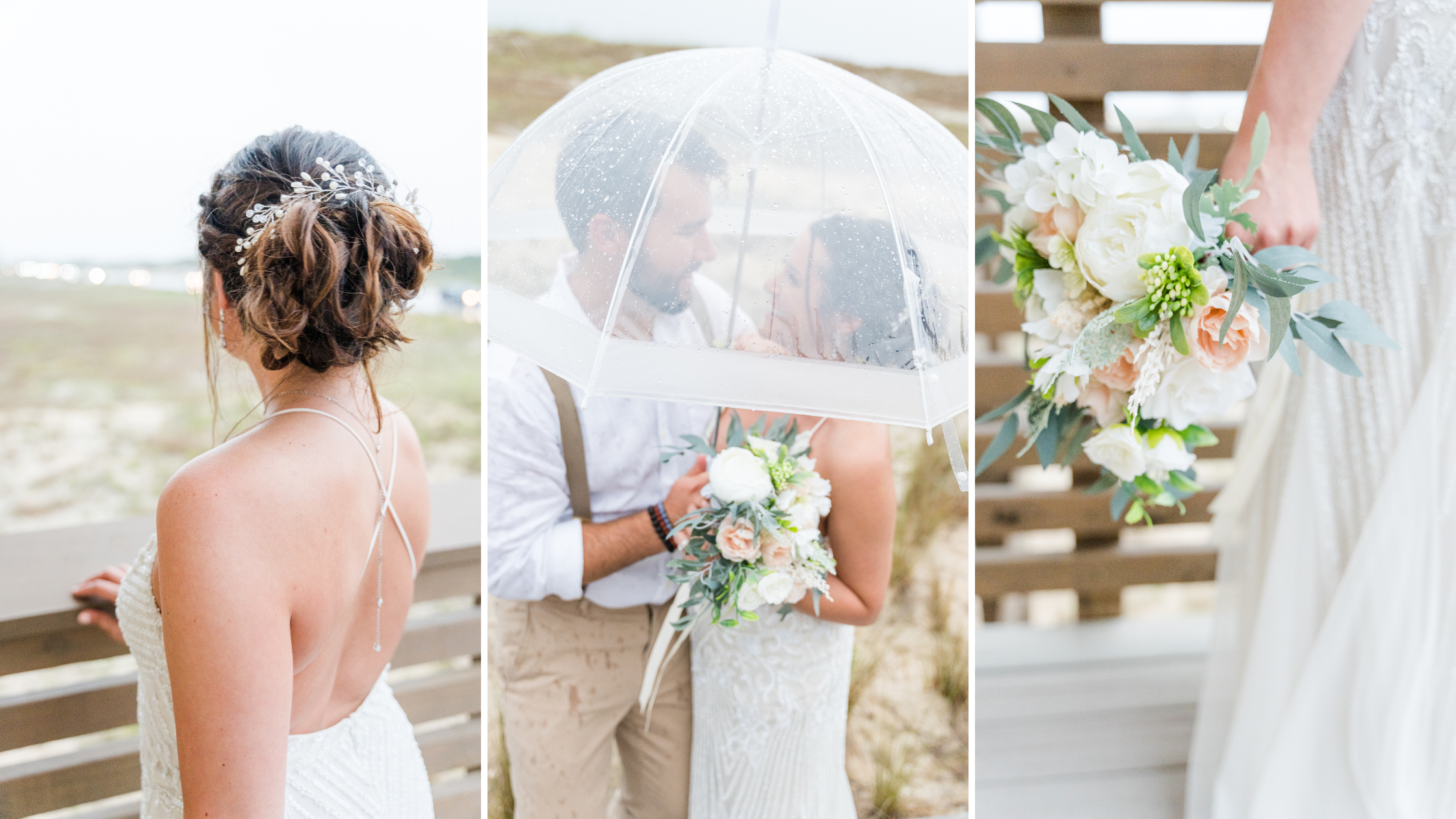 Rainy Gulf Shores Wedding Elopement Bride and Groom Portraits Photographed by Kristen Marcus Photography | Alabama Wedding Photographer