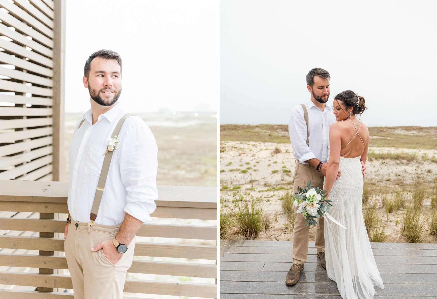 Rainy Gulf Shores Wedding Elopement Bride and Groom Portraits Photographed by Kristen Marcus Photography | Alabama Wedding Photographer