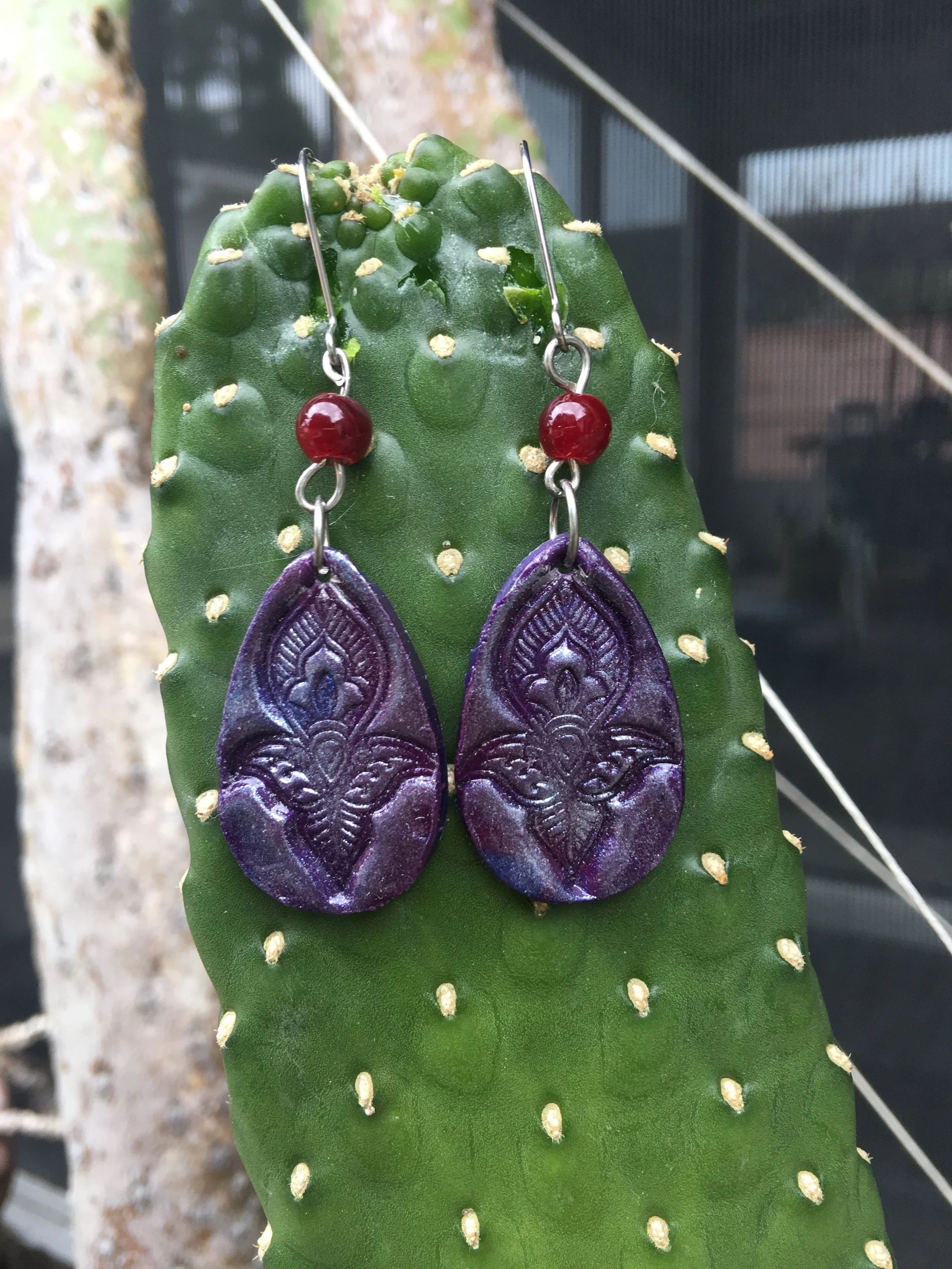 Mixed Media Collection: Henna Flower Design and Czech Glass Bead & Polymer Clay