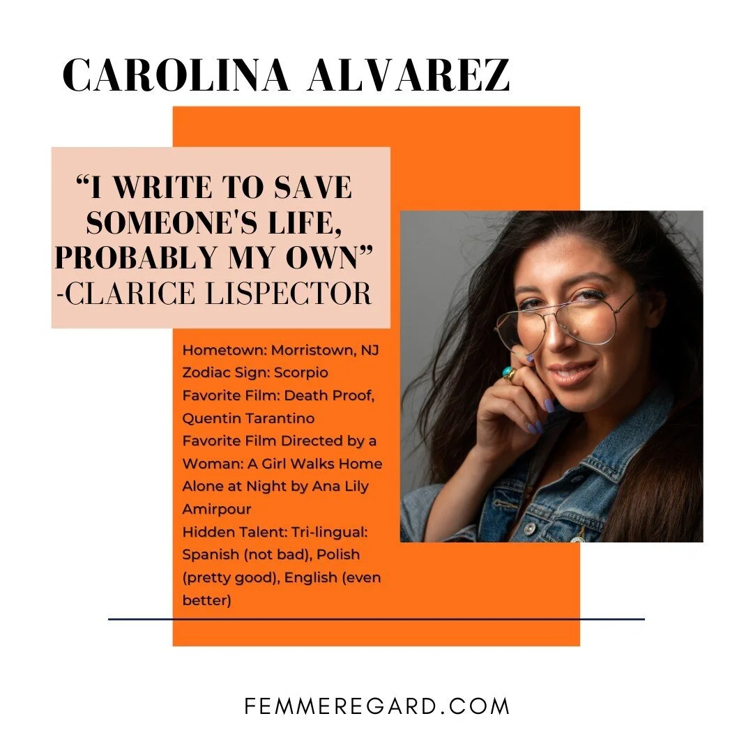 Introducing our co-producer, actor @lafemmecarolina! She is the main screen-writer of our work at Femme Regard. She pulls a lot of what she writes about from past experiences and relationships. A lot of it being of the toxic kind can make writing abo