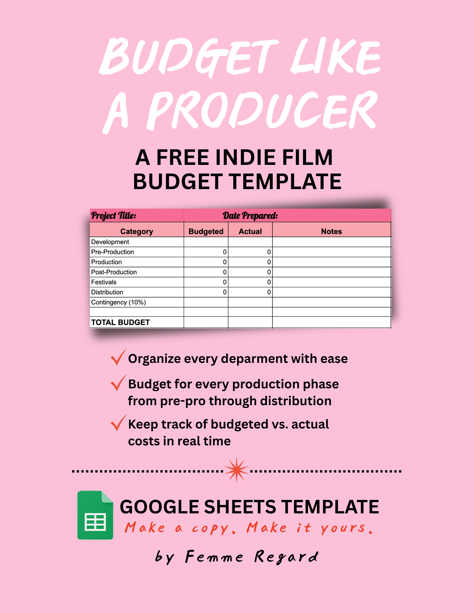 FREE INDIE FILM BUDGET TEMPLATE (Google Sheets)