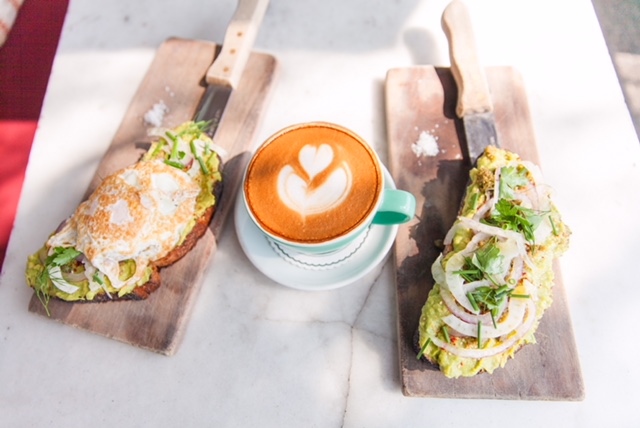 Avocado Toast and Almond Milk Latte at The Hart and The Hunter