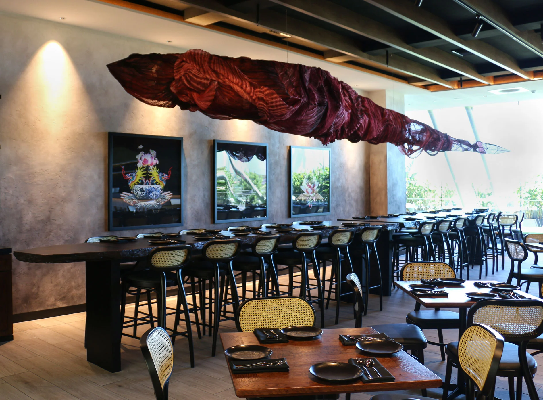 Silk sculpture at Nu Bambu Restaurant