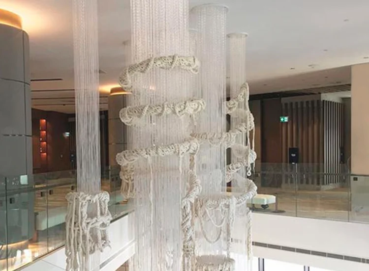 Custom lighting in sparkle fibre and wool from Di Emme and extreme knitter, Jacqui Fink. Image: Jacqui Fink.