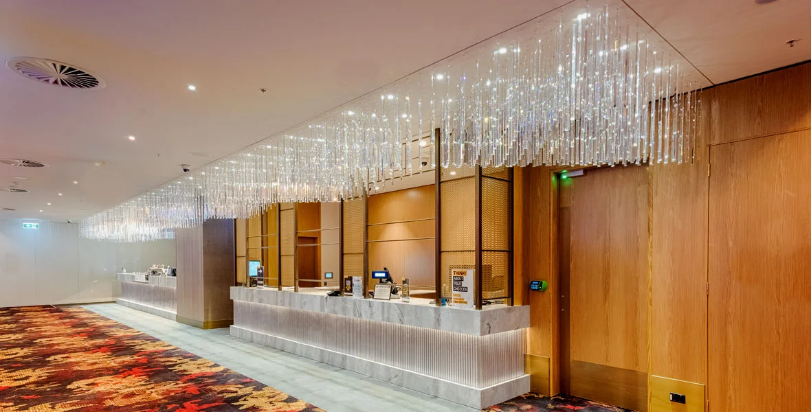 Mounties custom lighting and water wall