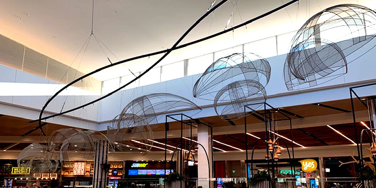 Series of pods suspended above the Dapto Mall food court 