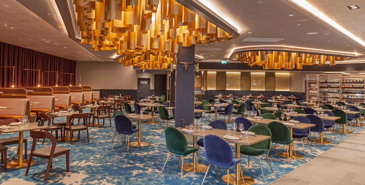 custom metal and custom finish ceiling pendants wenty leagues char restaurant