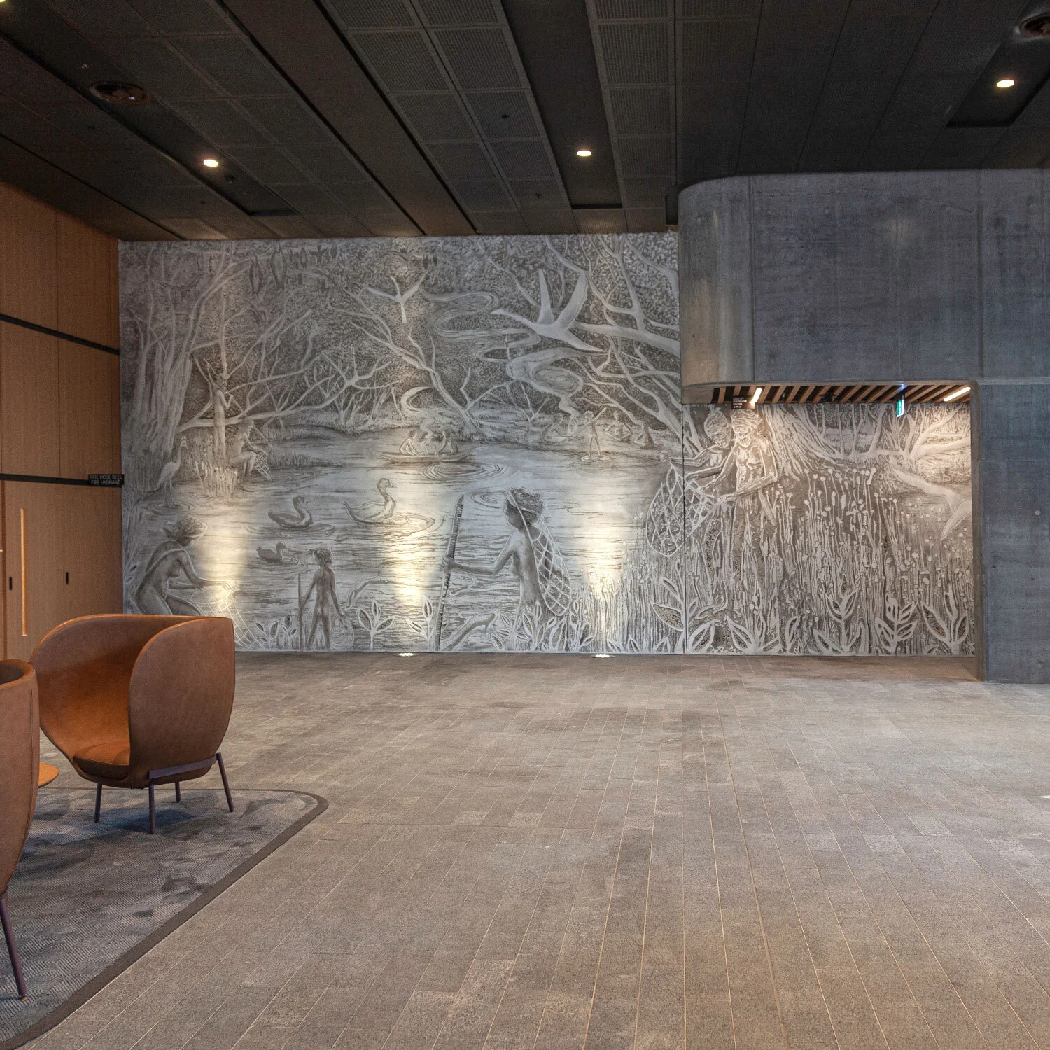 32 Smith Subtractive Wall Art Depicts Indigenous Connection to Parramatta Precinct