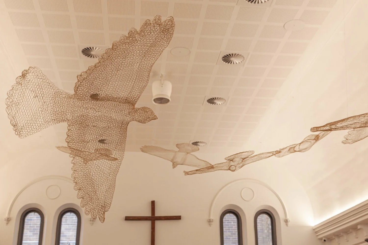 Wire Doves Soar at Wesley Edward Eagar Centre