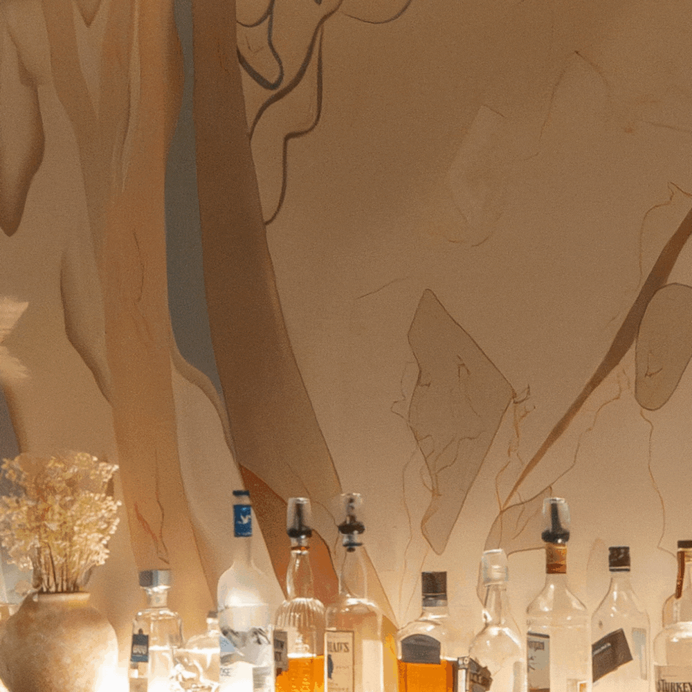 HAND-PAINTED MURAL BEHIND THE BAR