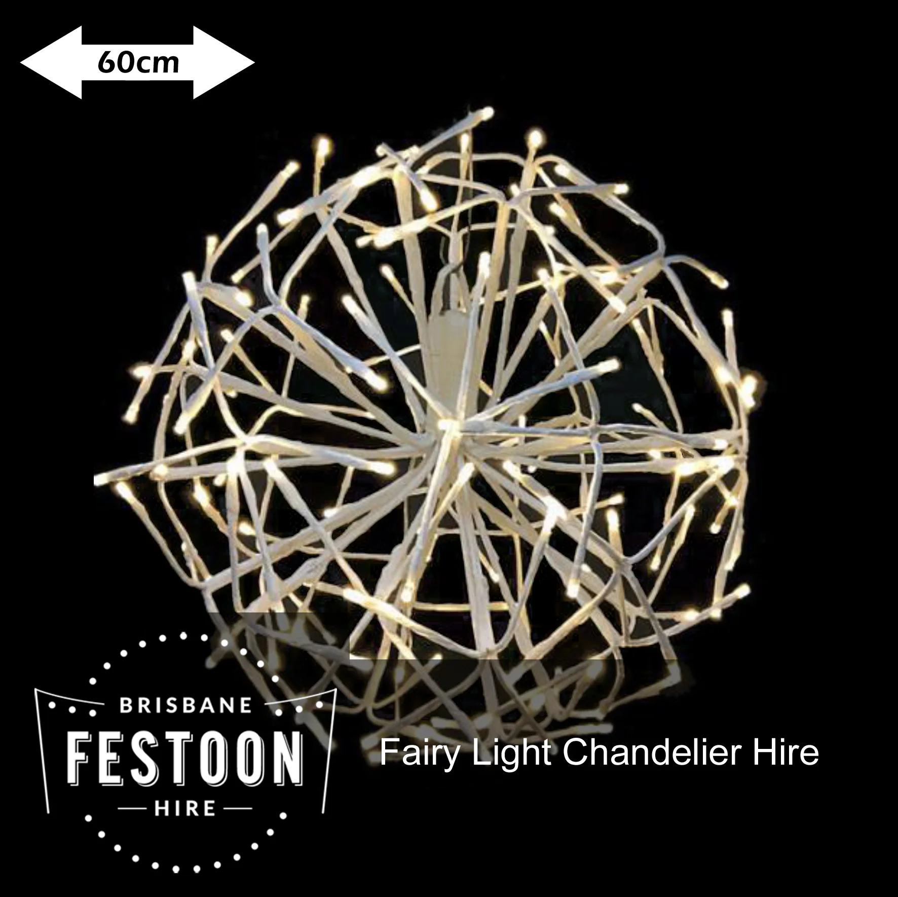 60cm Warm White LED Fairy Light Chandelier Hire