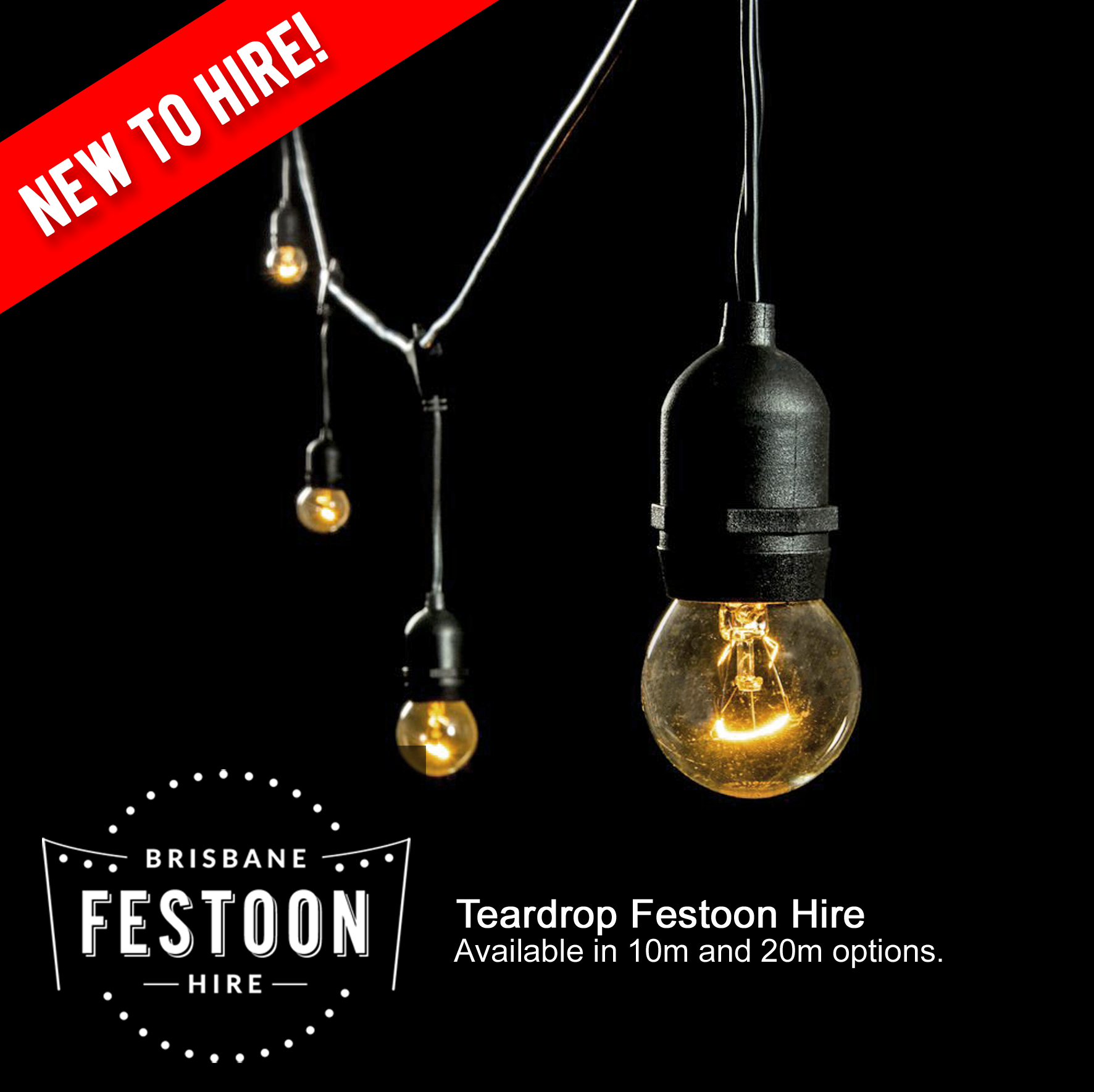 20m Connectable Teardrop Festoon Light Hire