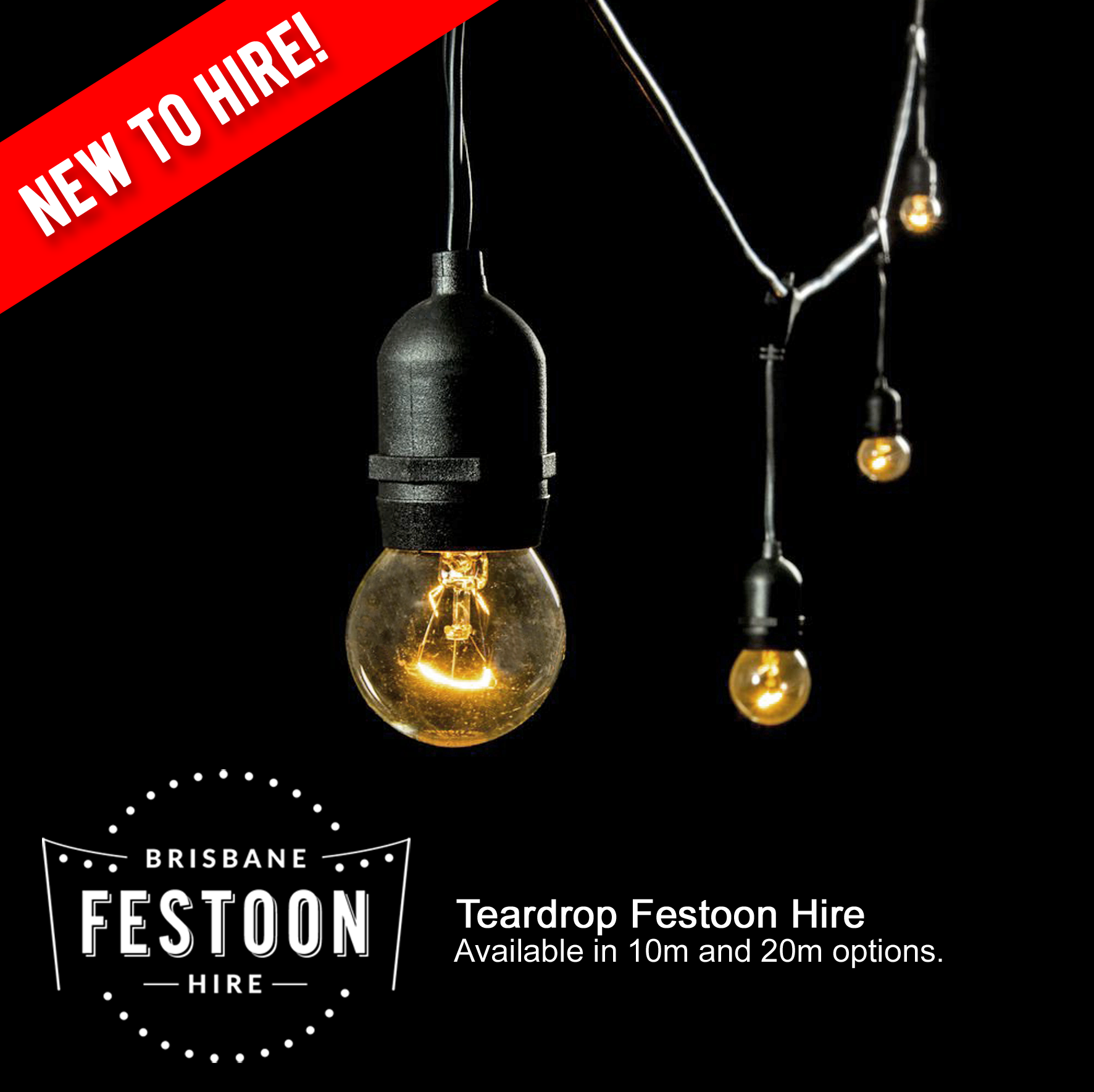 10m Connectable Teardrop Festoon Light Hire