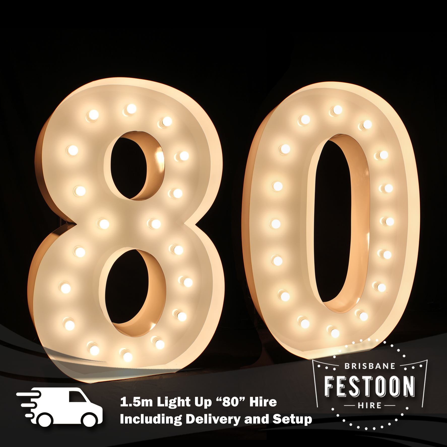 1.5m Light Up Number 80 Hire inc. Delivery