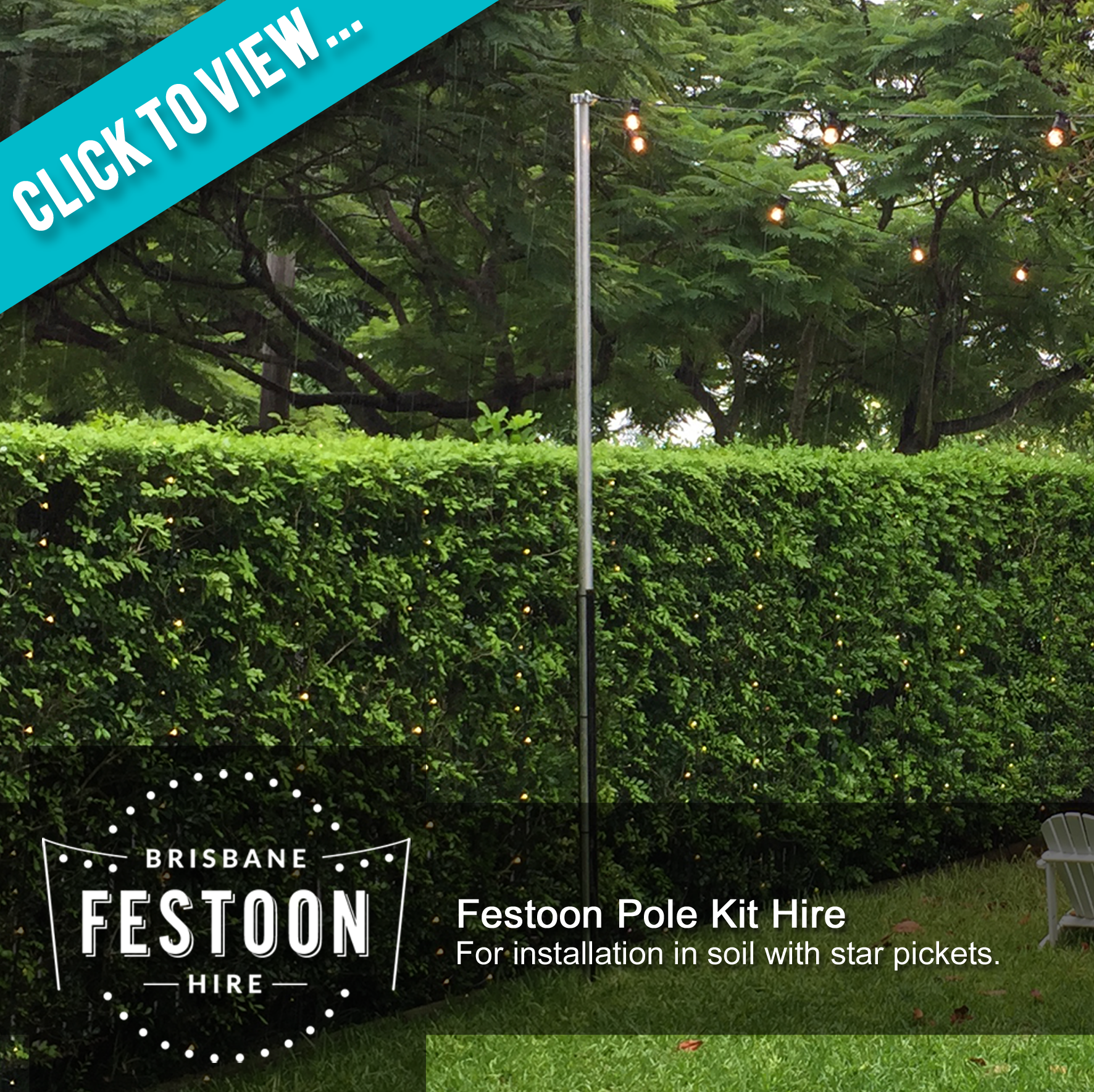 Festoon Pole and Ground Stake Hire
