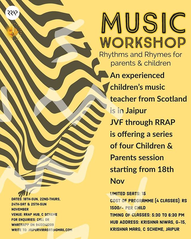 On Special Requests, Parent &amp; Children Music Workshop for 3 to 5 year olds by @sallyjaquet Starting from 18th Nov 
DM us to enroll 
#jaipur #pinkcity #musicworkshop #musicclassroom #parentchildren #rhythem #rhymes #thingstodoinjaipur #childrensmu