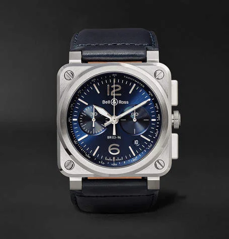 Bell & Ross Br 03-94 42mm Steel And Leather Chronograph Watch