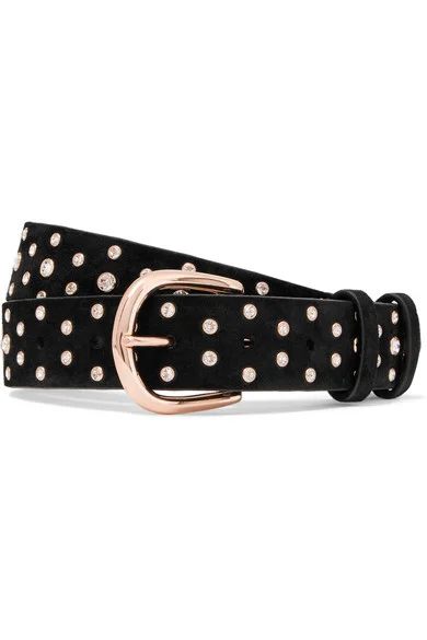 Isabel Marant - Kimmy Crystal-embellished Suede Belt - Black