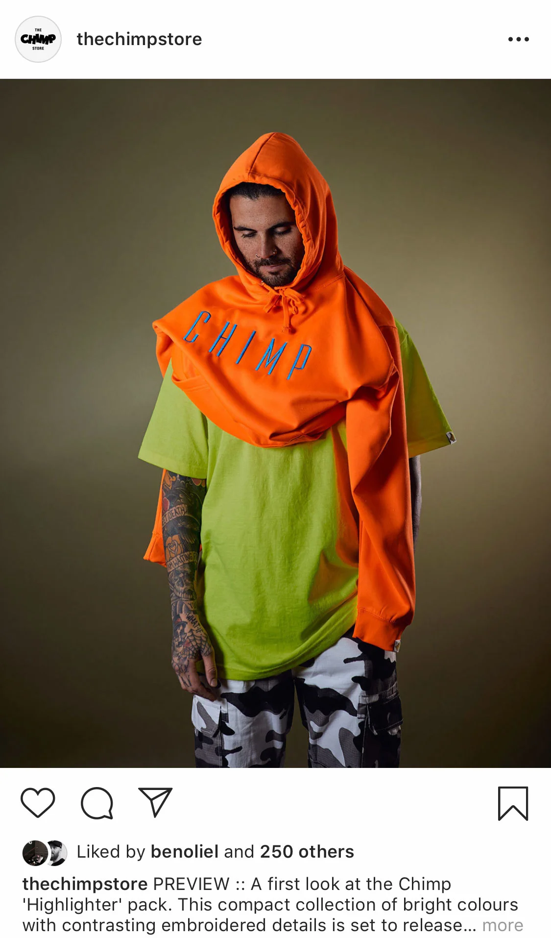 weareMODEST unique e-commerce content photography used on The Chimp Store instagram feed.