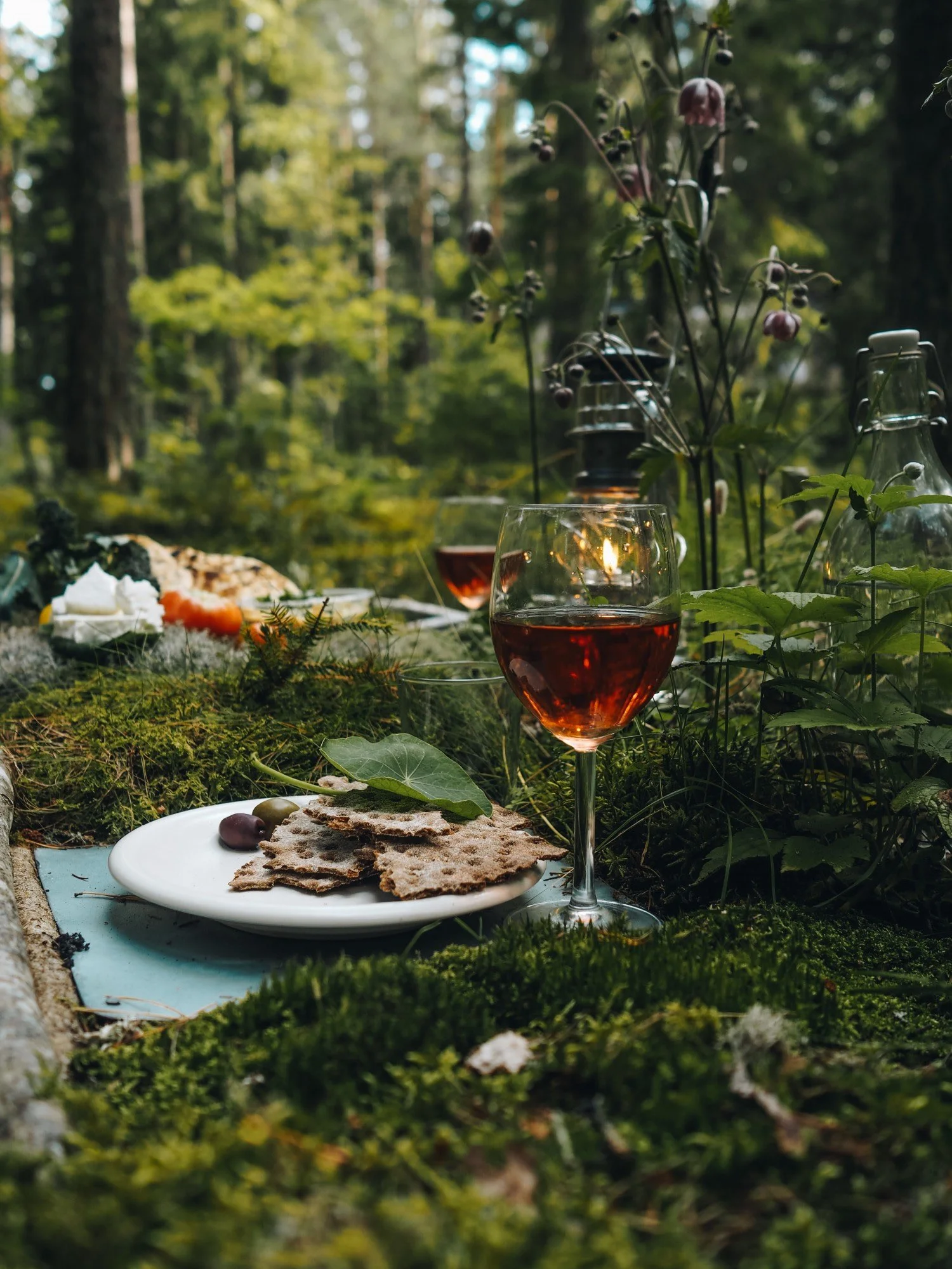 The Komorebi table up in the forests in Sweden is maybe my biggest solo project so far. Fresh moss outdoors is the best table decoration ever and in this living project it stays there hopefully forever. Picture by Copenhagenwilderness .